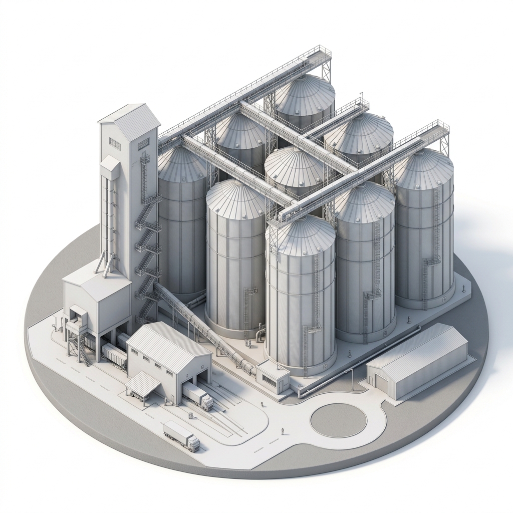 Grain Storage miniature 3D architectural model